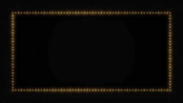 Glowing golden marquee lights frame on dark background