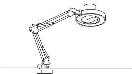 Fototapeta premium Adjustable desk lamp with magnifying glass white background.