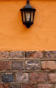 old  wall with lantern