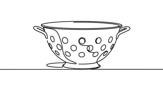 Colander with circular holes white background.