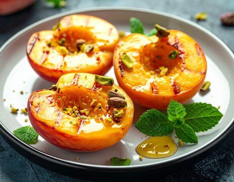 Gegrillte Pfirsiche mit Honig