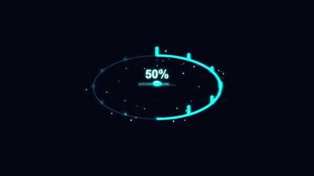 Futuristic Isometric Circular Loading Progress Bar With System Percent