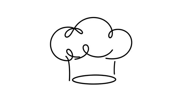 Chef hat line art illustration white background.