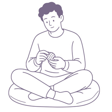 Person using sensory fidget object, stimming self-regulation vector illustration