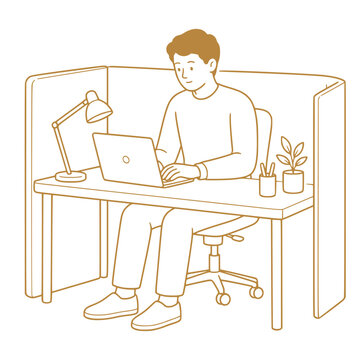 Low-distraction workspace setup, ADHD autism accommodation vector illustration