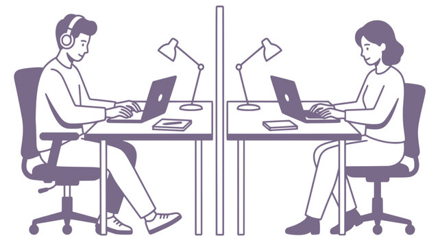 Accessible shared workspace with sensory friendly accommodations vector illustration