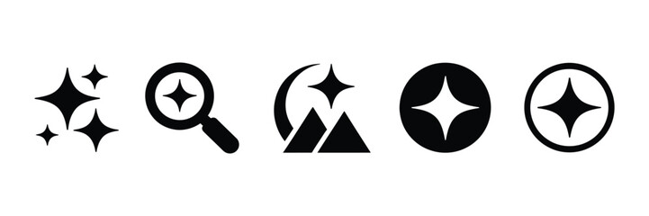 AI Sparkle Image Search icons featuring artificial intelligence, image generation, search, magic editing, solid and outline styles for smart creative tools © MD KHALEK