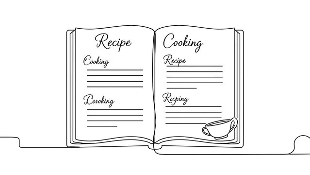 Open recipe book with cooking notes white background.