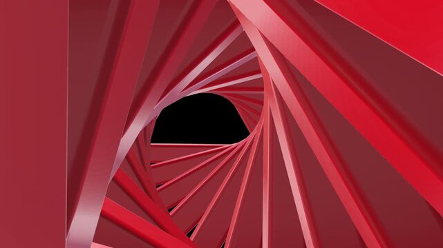 Red abstract spiral vortex tunnel animation on transparent background