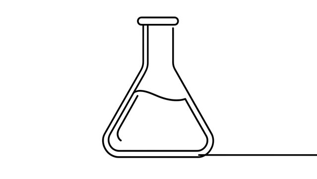 Erlenmeyer flask line art on white background.