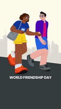 Friendship Day Yellow and Blue Illustrative Greeting Video Story