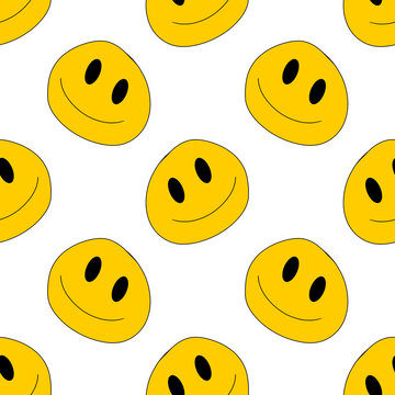 Seamless pattern of funny smiles, suitable for textile design, wallpaoer, packaging design for kids