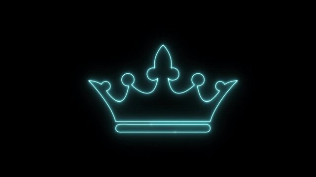 Crown icon neon 4K video animation	