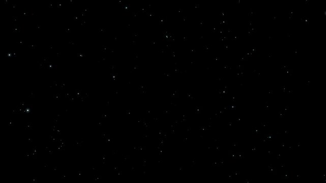 Abstract Particle Flying Loop with Glowing Dust Particles on Black Background