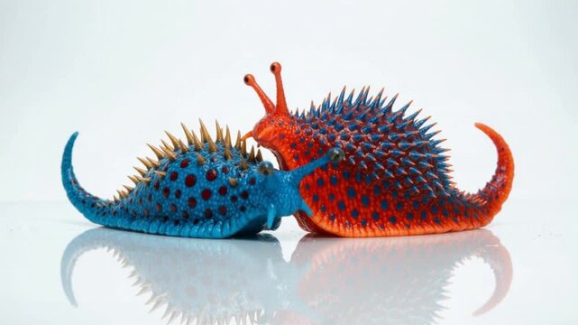 Two imaginary prehistoric giant slugs
