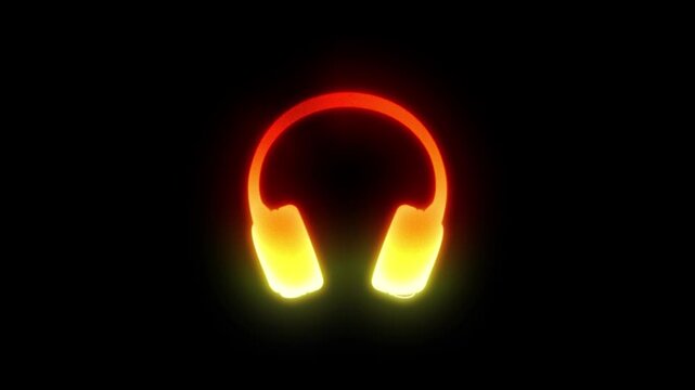 sleek pair of headphones silhouetted against a deep black background, rendered in a vibrant thermal imaging style. The design features a glowing heat map gradient, transitioning from cool deep reds at