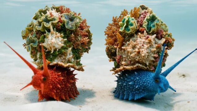 Two marine prehistoric imaginaty snales