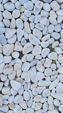 White and light grey smooth pebbles forming a natural stone texture, perfect for background or decorative design