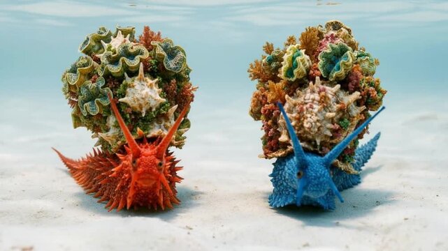 Two marine prehistoric imaginaty snales