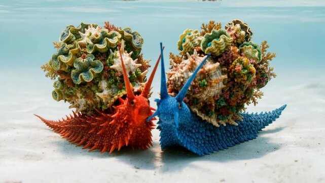 Two marine prehistoric imaginaty snales