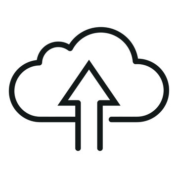 Simple line icon of cloud with upward arrow for data upload and storage icon