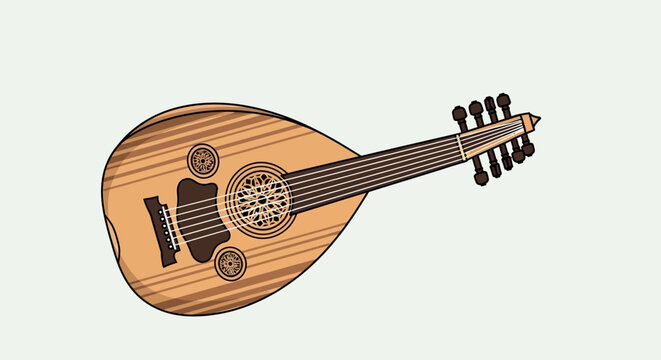Brown Lute Instrument Illustration