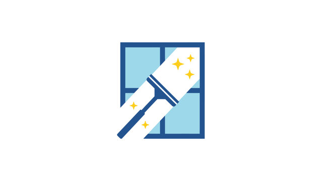 A blue and white icon of a squeegee.