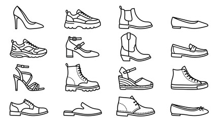 Obraz premium Collection of various stylish footwear designs.