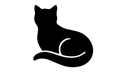 Black cat silhouette, feline icon, pet symbol, vector graphic © Mahu