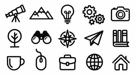 Black and white icon set for various industries and themes. © Faiz