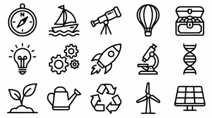 Collection of black outline icons for various themes. © Faiz