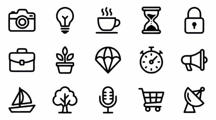 Collection of minimalist line art icons for various themes. © Faiz