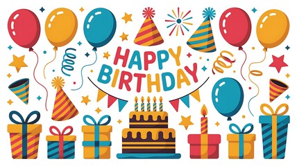 Obraz premium happy birthday card with balloons
