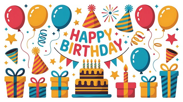 happy birthday card with balloons