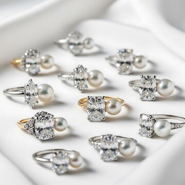 Elegant Pearl and Diamond Jewelry Collection Display.