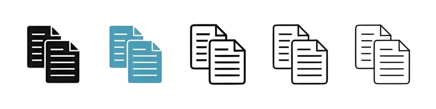 Duplicate Icon Set. Copy Data Files Sign. Matching Duplicity Icon for UI Designs. Thin line customizable illustration. Contour symbol. Vector isolated outline drawing. Editable stroke