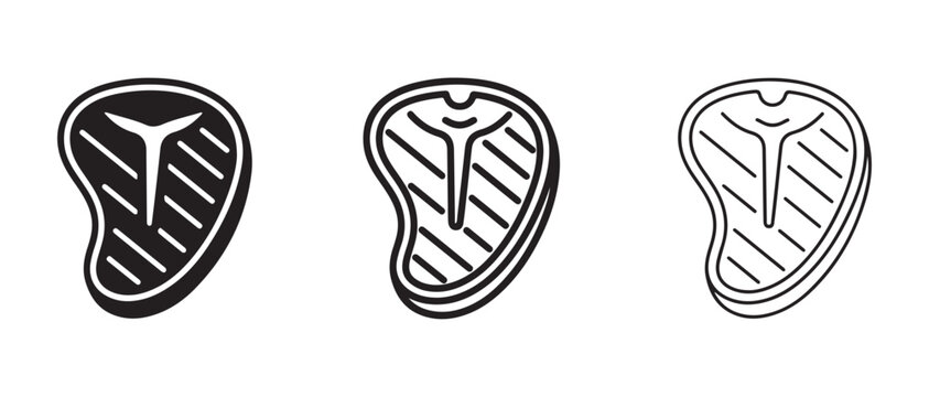 Steak cuts illustrations with different shading techniques for cooking or raw meat  various line art styles for food design