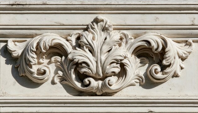 Ornate plaster molding on a classical building facade