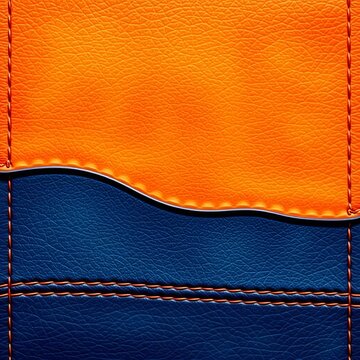 Leather panel with textured surface and prominent seams, texture, ||leather