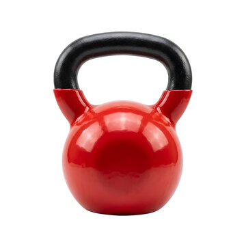 Red kettlebell for weightlifting and strength training exercise isolated on transparent background