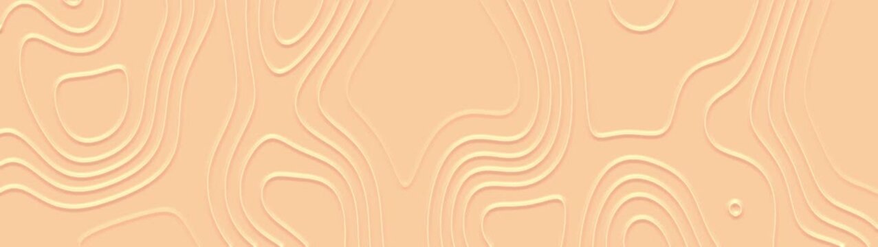 Abstract embossed peach background featuring layered topographic contour lines and organic shapes. Modern minimalist composition with raised textures, smooth flowing curves, and soft monochromatic dep