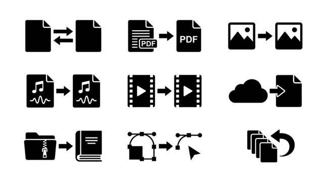 File formats conversion digital icons.