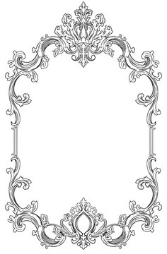 Vintage Scrollwork Ornamental Border and Decorative Frame Line Art Illustration