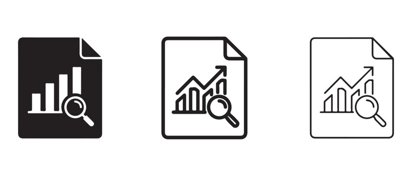 bar graph and magnifying glass on white background for business and finance concepts  data analysis and statistics symbols