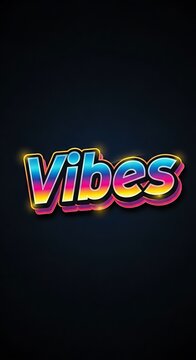 Colorful Vibes Neon Sign Brightly Lit on Dark Background.