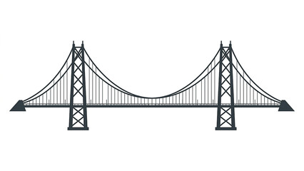 Fototapeta premium Modern suspension bridge flat design illustration isolated