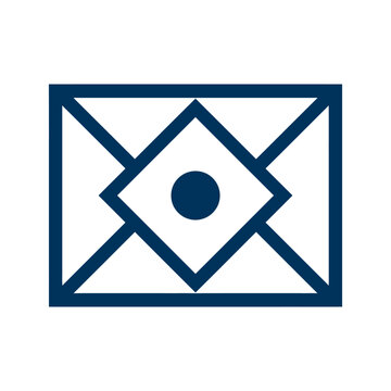 Abstract geometric blue line art envelope icon.