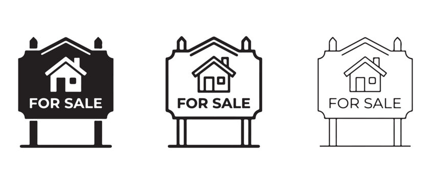 for sale billboards with house icons on white background  real estate signs