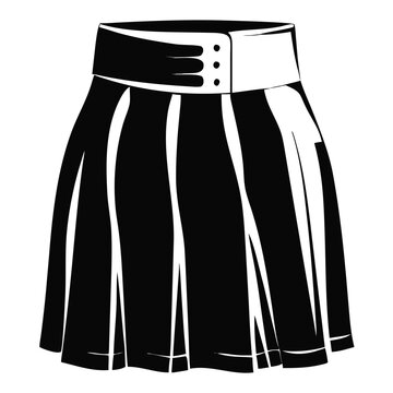Illustration of skirt with mini length, showing pleated fabric and waist detail. Fashionable skirt with mini length offers stylish garment for modern designs.