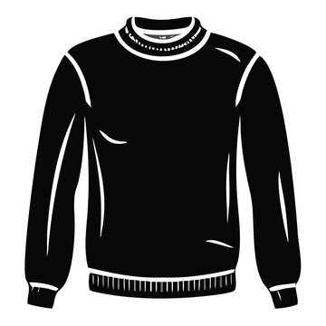 Outline illustration of crew neck pullover, showing classic apparel design. Garment highlights ribbed collar, cuffs, and hem, ideal for showcasing technical cotton crew neck pullover.